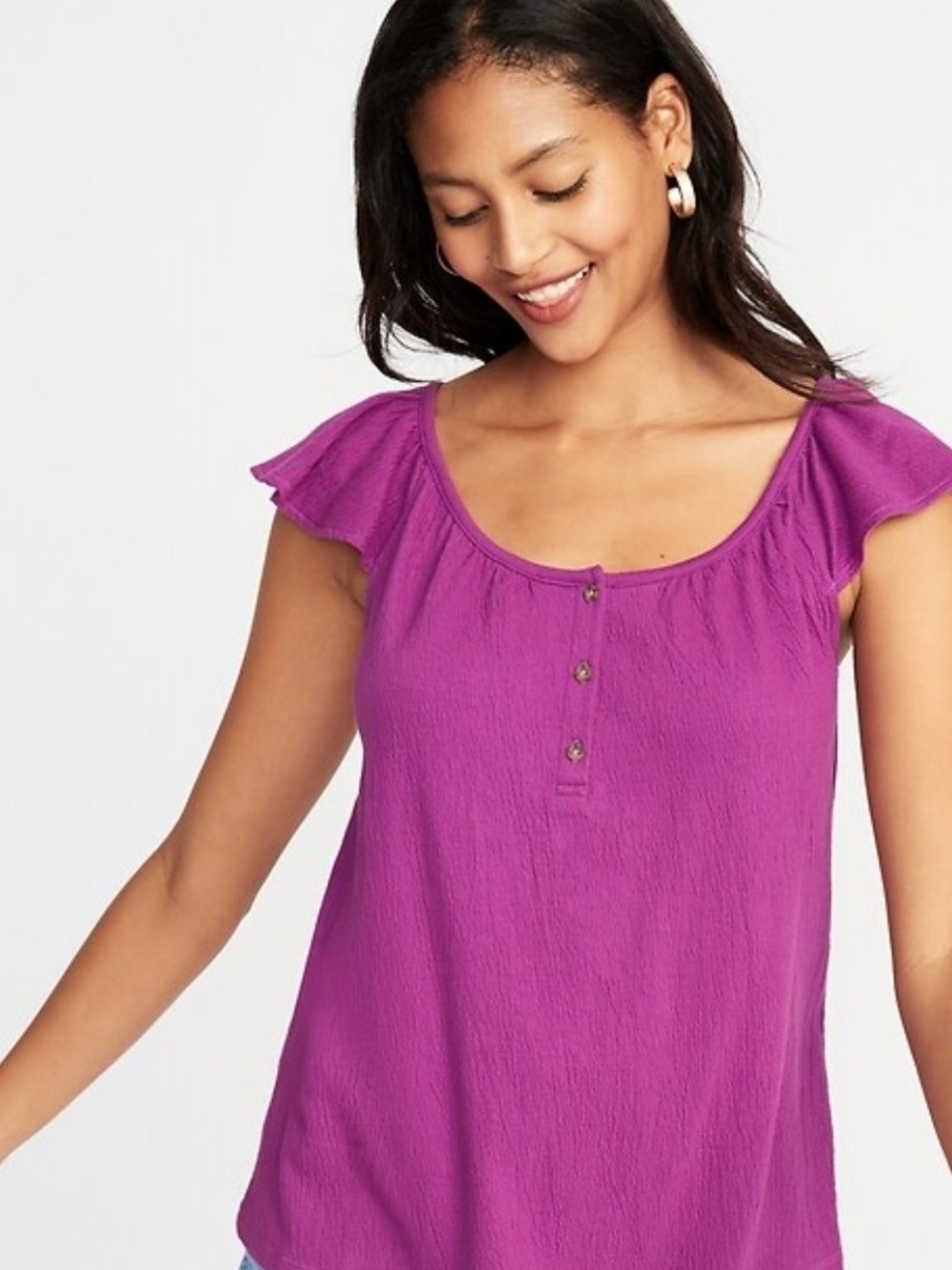 Old Navy Flutter Sleeve Henley Camisole - Purple